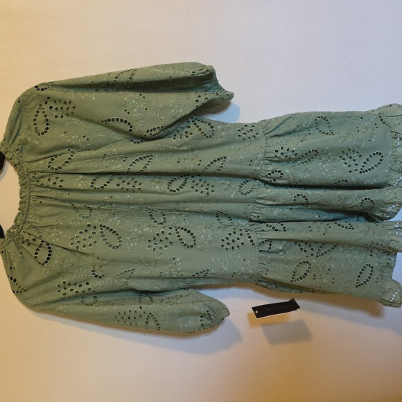 SENI & CADE Eyelet Embroidered Blouson-Sleeve Shift Dress Size Large - Picture 8 of 10